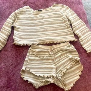 Nasty Gal pajama set - white and beige striped